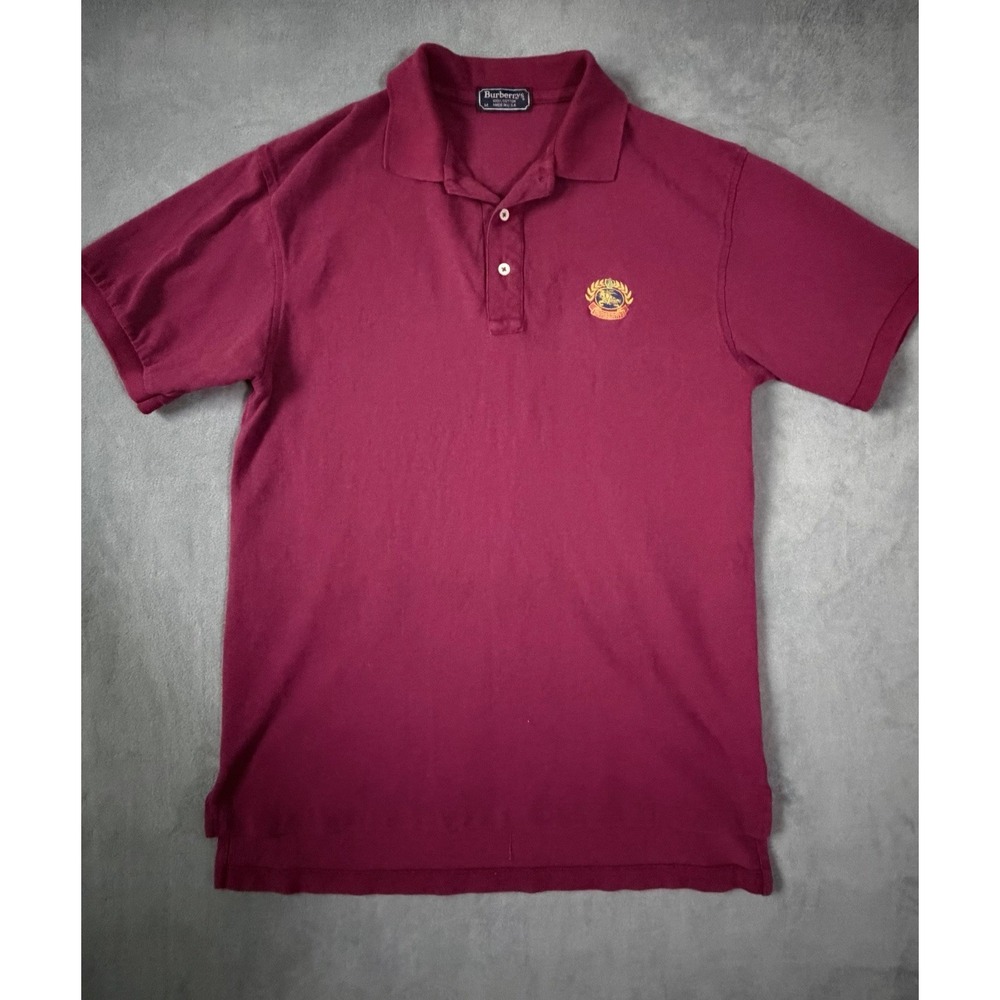 Vintage Burberry Men's Polo Shirt Medium 90s Preppy‎ Golf Academia Embroidered